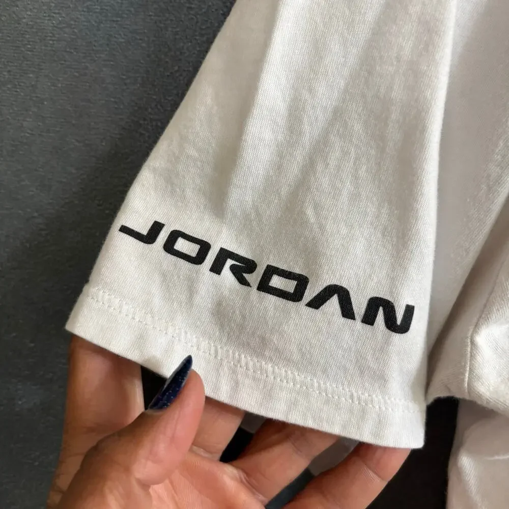 Jordan White Sneaker Graphic T-Shirt Men’s M Jumpman Streetwear Tee 40 Acres